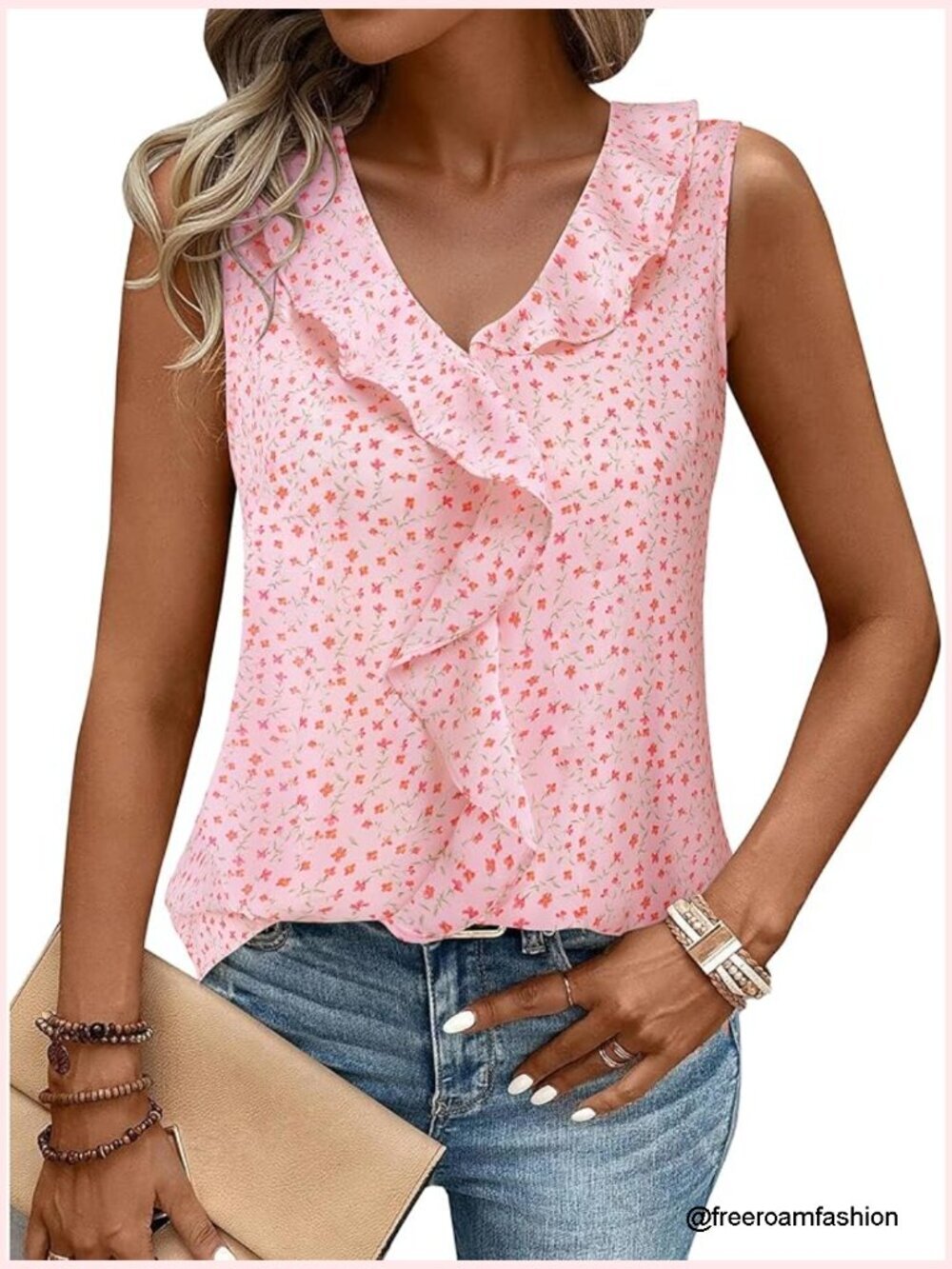 Sleeveless Ruffle Tank Top Business Casual Blouse Office Work Shirt